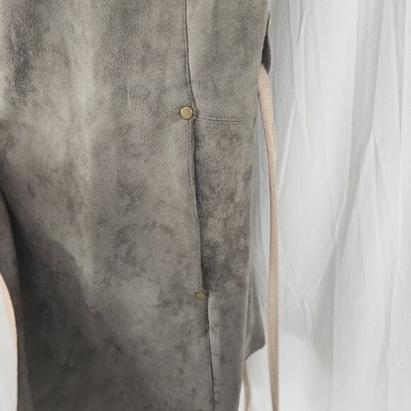 Fate The Label Women's Size Small Waterfall Vest Brown Suede Belted Tie - Picture 7 of 7